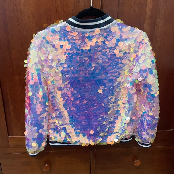 Rockets of Awesome iridescent, sequin girls, bomber jacket, size 10 - Picture 5 of 5